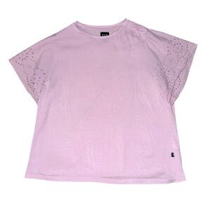 Gap periwinkle pink purple eyelet sleeve t-shirt blouse women’s size XL